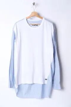 CDG 長袖カットソー ホワイト/ストライプ　XLサイズのサムネイル