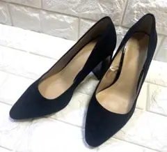 H&Mブラック　36 23cm スエード ポインテッドトゥ ハイヒール