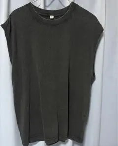GU ノースリーブ ウォッシュドTシャツ M ダークグレー
