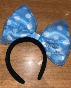 ディズニー カチューシャ デカリボン 水色 ミニー