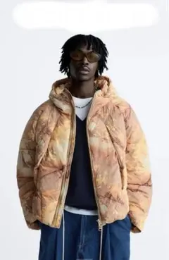 【美品】ZARA アブストラクトプリントキルティングジャケット　M