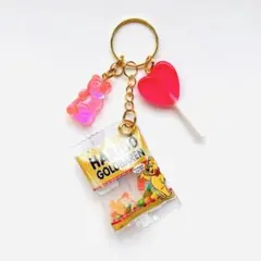 no120 お菓子パッケージ&リアルクマグミキーホルダー ハンドメイド