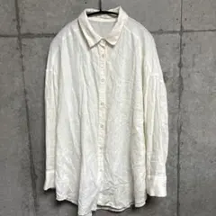 リネン混 長袖シャツ オフホワイト