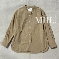MHL⭐︎ コットンリネン　オーバーサイズ バンドカラーシャツ　長袖