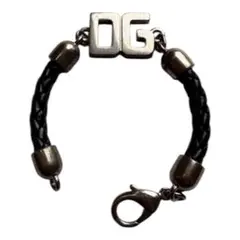 【00s DOLCE&GABBANA】D&G ロゴ レザーブレスレット シルバー
