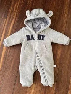 グレー フード付きロンパース BABY刺繍
