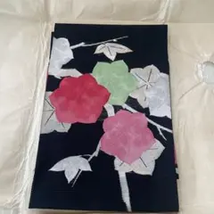花柄 黒地の帯3