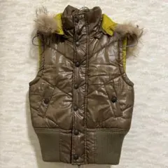 y2k ファー　ダウン　ベスト　ブラウン　グランジ　archive 平成00's