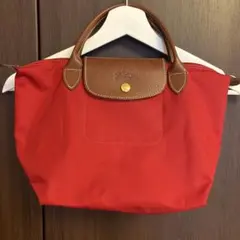 ロンシャン　レッド ナイロン トートバッグ