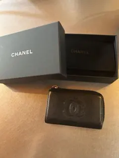 CHANEL♡ノベルティーブラック レザー カードケース シャネル ノベルティ ポーチ カードケース チェーン付きCHANEL