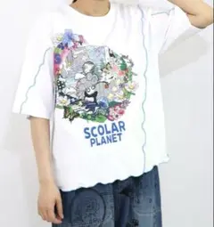 スカラー　152706：スカラープラネット柄 メロウステッチ切替Tシャツ
