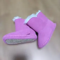 UGG ピンク スエード ファー付きブーツ