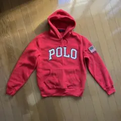 Polo 赤 フード付きトレーナー USA国旗刺繍