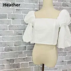 Heatherヘザー パフスリーブブラウス スクエアネック 白 ホワイトC479のサムネイル