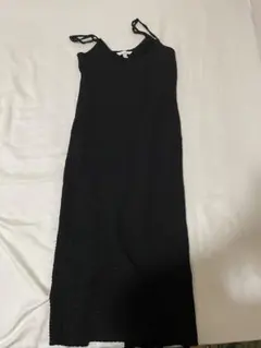 H&M 黒 リブ編み キャミワンピース S
