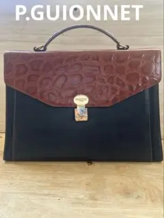 P.GUIONNET ビジネスバッグ 黒/茶色　本革　状態良好　ビンテージ　美品