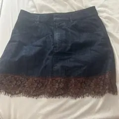 ZARA デニム ミニスカート レーストリムのサムネイル