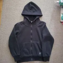 黒 フード付きジップアップパーカー 130cm