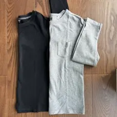 UNIQLO長袖カットソー 2枚セット 黒 グレー　140cm