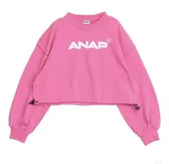 ANAP ロゴドロスト付 クロップド スウェット ピンク
