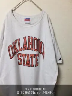 チャンピオンXLカレッジTグレーOKLAHOMASTATEビッグプリントゆるだぼ