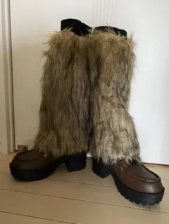 新品★ファー付きブラウン系ホワイト系ブーツ.スニーカーカバー