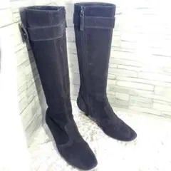 【美品】✨TOD'S 22cm ロングブーツ 黒 スエード ジップ 35 y2k