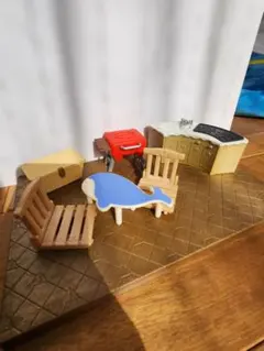 シルバニアファミリー 家具セット キッチン・鯨型テーブル他