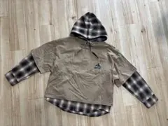 XLARGE KIDS チェック柄フード付きパーカー 140cm