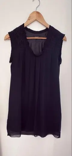 Ray BEAMS レース切り替え ノースリーブ ワンピース ブラック