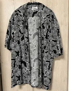 Reyn Spooner 半袖アロハシャツ 黒/白 フラワー柄