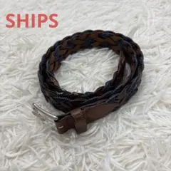 SHIPS デニム×レザー　ベルト　イタリア製　75 ブラウンのサムネイル