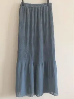 GU ランダムプリーツスカート くすみブルー