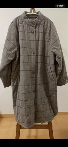 グレーベージュ系チェック柄 キルティングジャケット