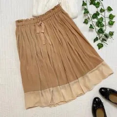 【美品✨売り切れ必至】ギャミヌリィ バイカラー ギャザーミニスカート リボン