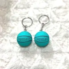 【2個セット】ティファニー　ブルー　バスケットボール　キーホルダー