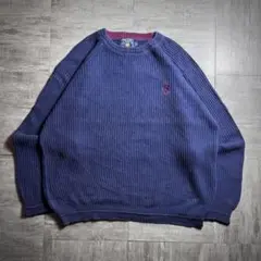 【90's】Chaps ネイビー　コットンニットセーター　XLサイズ