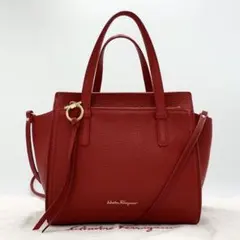 サルヴァトーレ フェラガモ エイミー 2way ショルダーバッグ ガンチーニ 赤