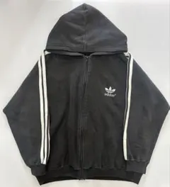 【希少】 adidas ブラック ジップ パーカー 90s 古着 カナダ製
