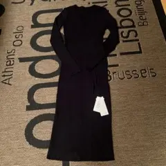 新品 ブラック リブニットワンピース Mサイズ