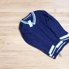 ✨【新品タグ付】Le Grand Bleu ケーブル編み Vネックセーター M✨