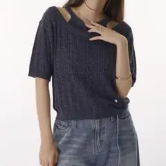 MUHETラメレイヤード風ニットTシャツのサムネイル