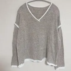 SHEIN 【XL】ベージュVネック セーター ニット 大きめサイズ カジュアル