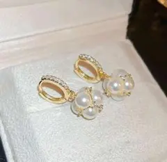 パールピアス　ゴールド　小ぶり　揺れる　上品　韓国　大人可愛い　*59