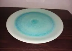 青緑 グラデーション 大皿 直径約25.5cm 円形プレート シンプル モダン