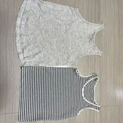 ノースリーブタンクトップ2枚セット（グレー・ストライプ）H&M ユニクロ