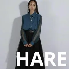 極美品　HARE シアーキリカエプリーツシャツ