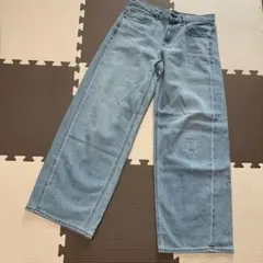 ライトブルー ワイドレッグデニムパンツ