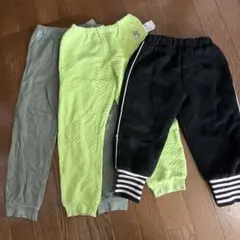 3点セット男の子　110冬用ズボン　パジャマズボン　ブラックストライプパンツ
