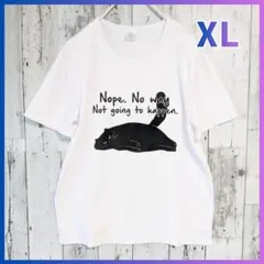猫 Tシャツ カットソー イラスト プリント ねこ 黒猫 レディース 新品　①